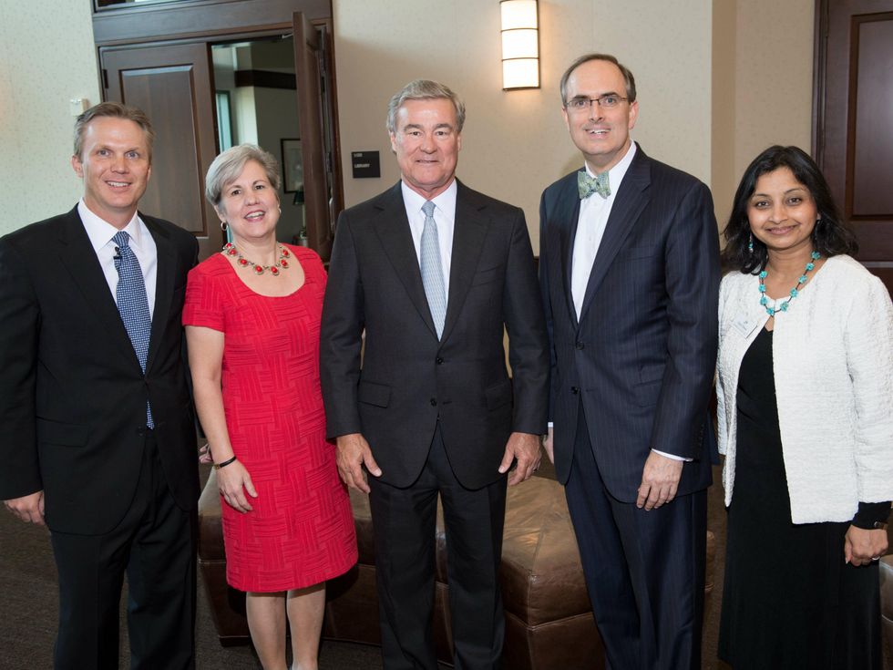 12. Patrick Brandt, Susan Swan Smith, Trevor Rees-Jones, Brent Christopher, Sejal Desai, spirit of entreprenueurship event