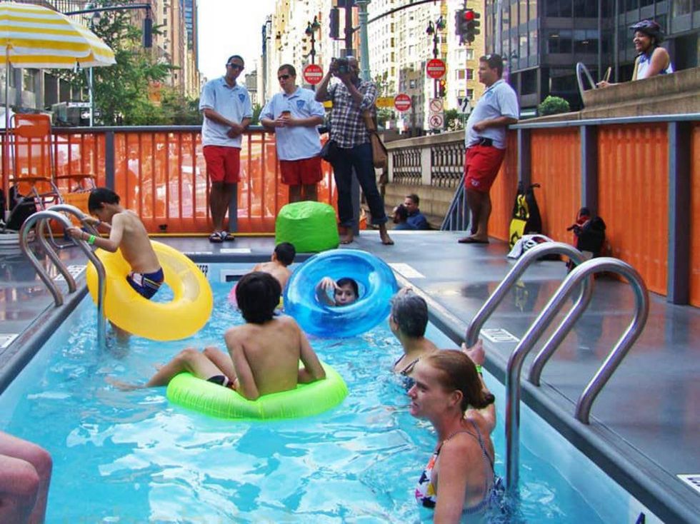 A dumpster pool on Park Avenue in New York City