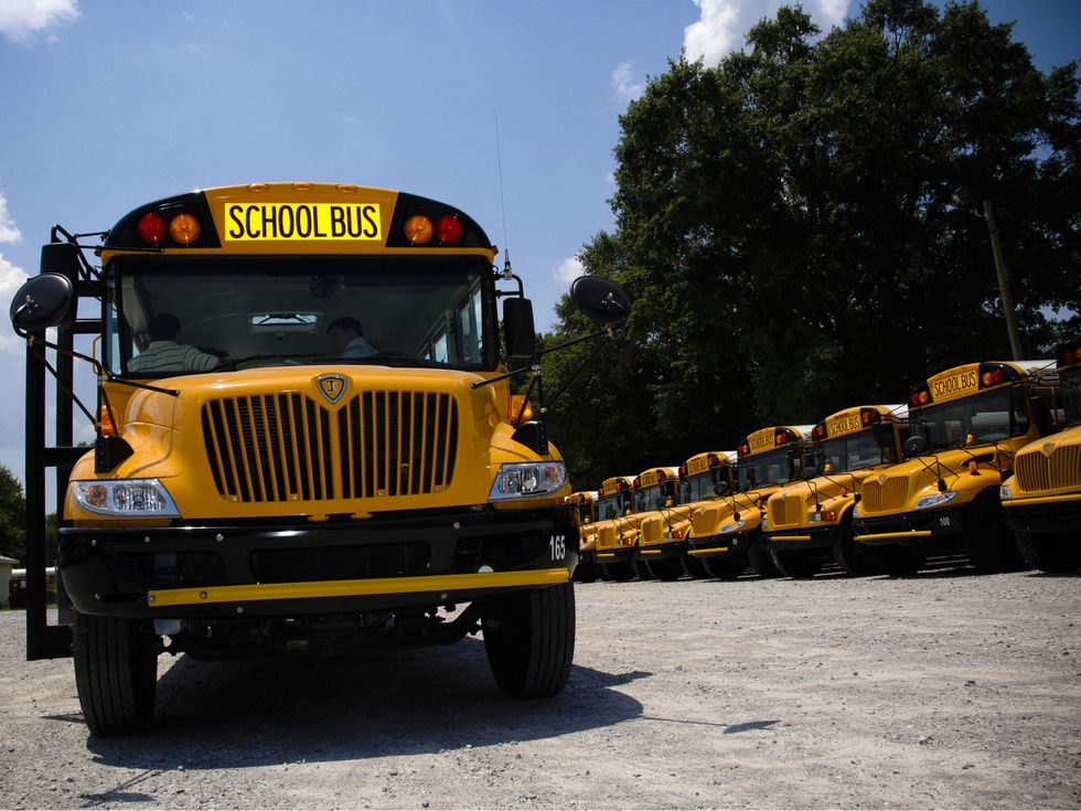A fleet of school buses