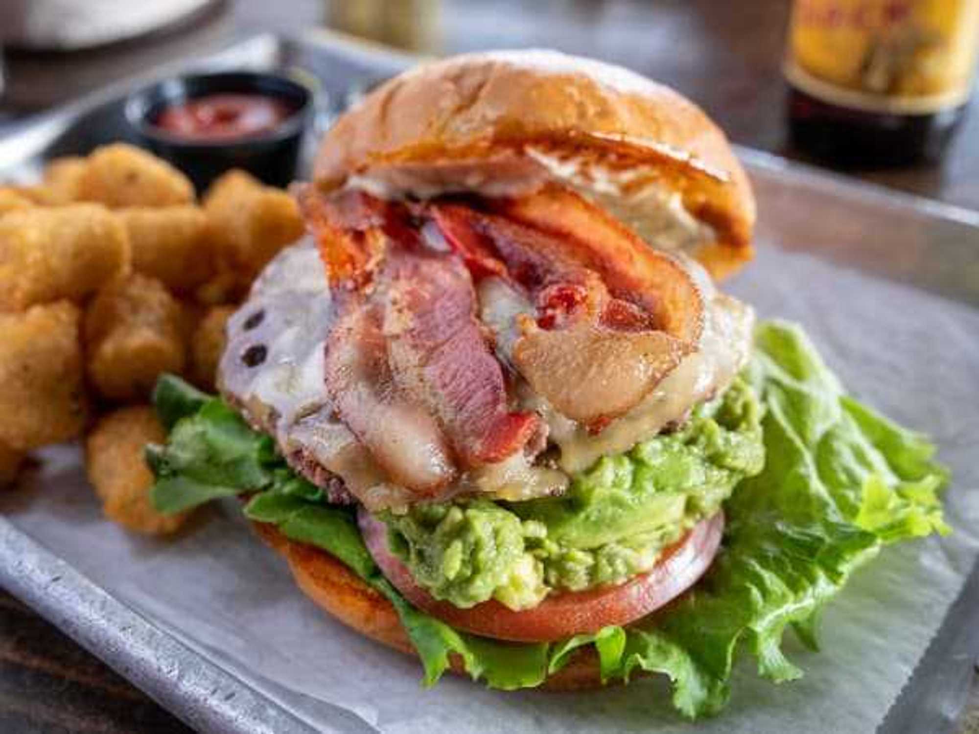 A guacamole-topped burger at Shady's