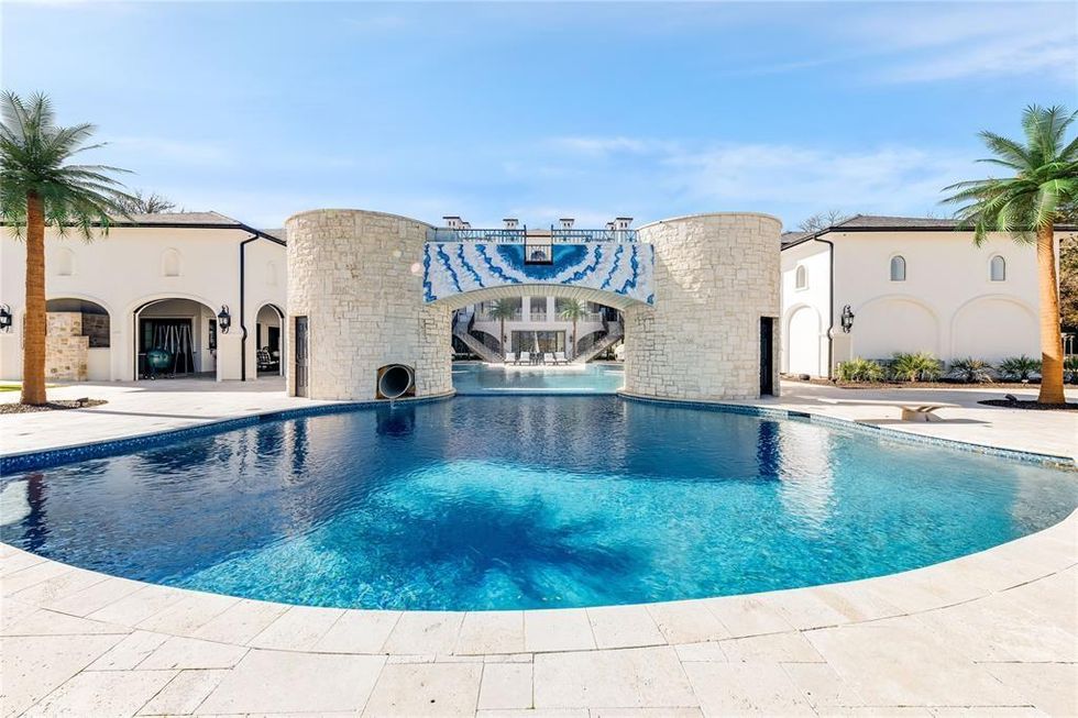 A view of the saltwater pool and hidden waterslide