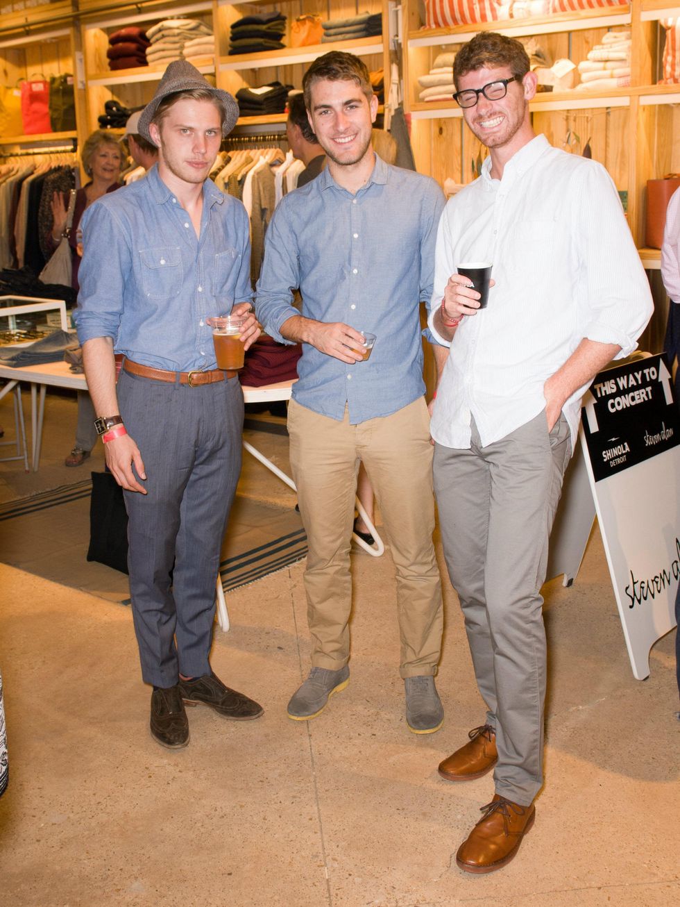 Alex Marcell, Luke Treacher, Nick Denman at Steven Alan store opening in Dallas