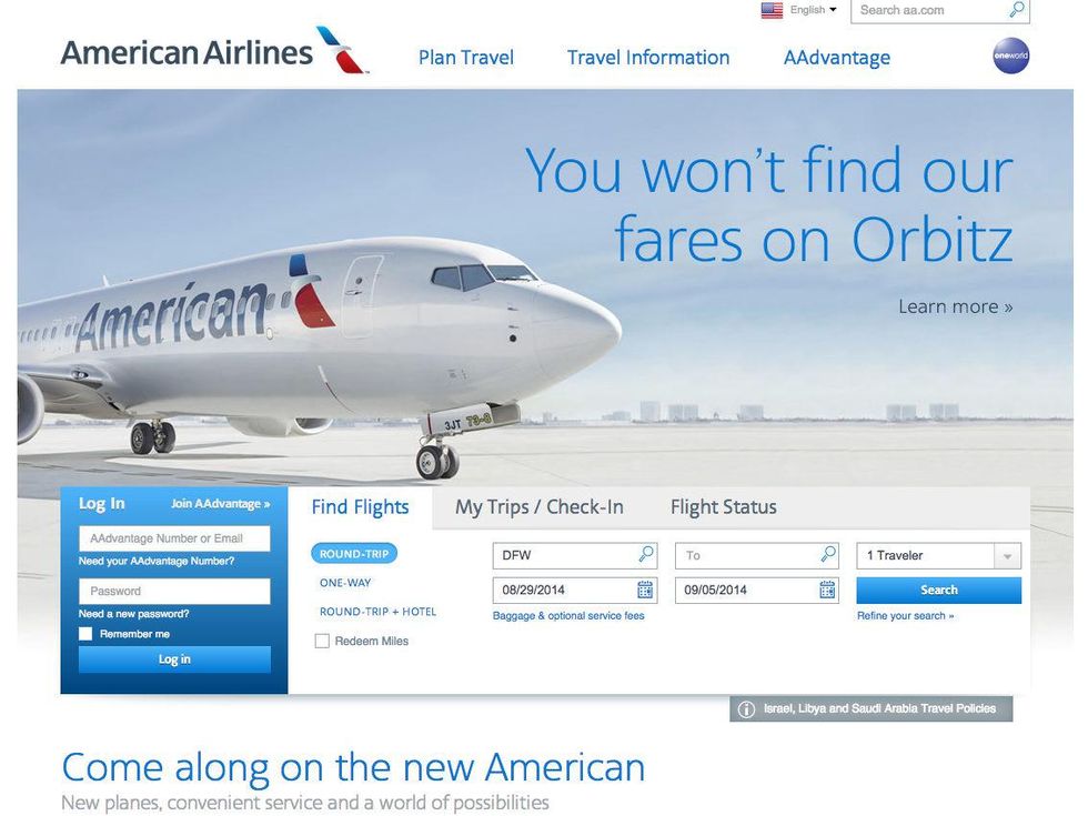 American Airlines website