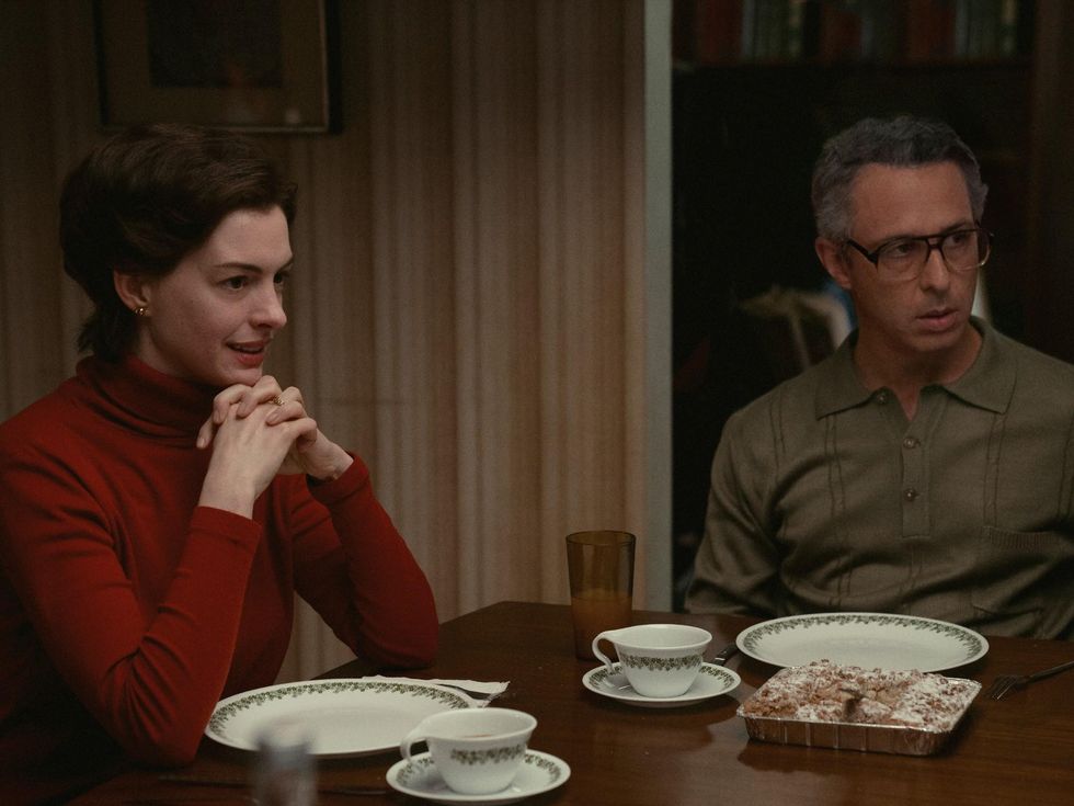 Anne Hathaway and Jeremy Strong in Armageddon Time