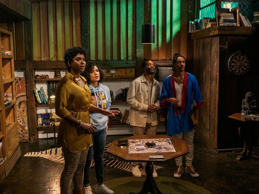 Antoinette Robertson, Grace Byers, Jermaine Fowler, and Dewayne Perkins in The Blackening