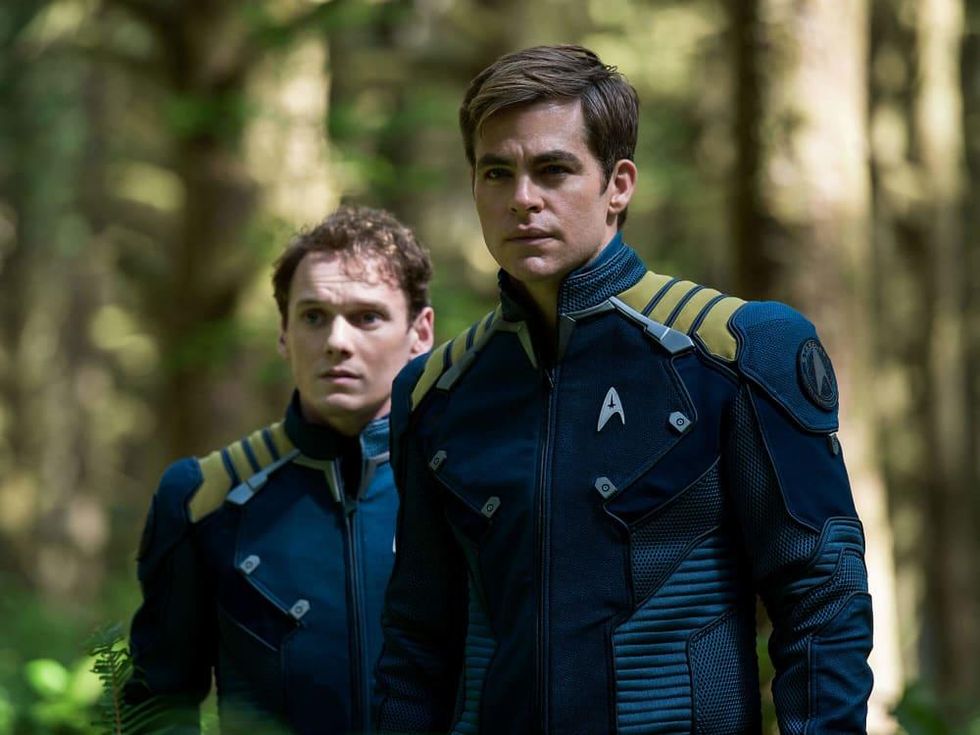 Anton Yelchin and Chris Pine in Star Trek Beyond
