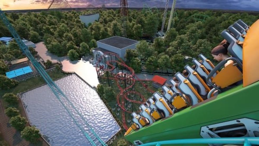 Aquaman: Power Wave roller coaster at Arlington's Six Flags Over Texas