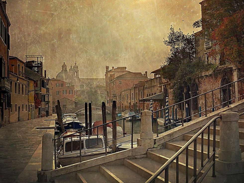 Archival pigmented ink print, "Venice Bridge and Sky," by Dan Burkholder