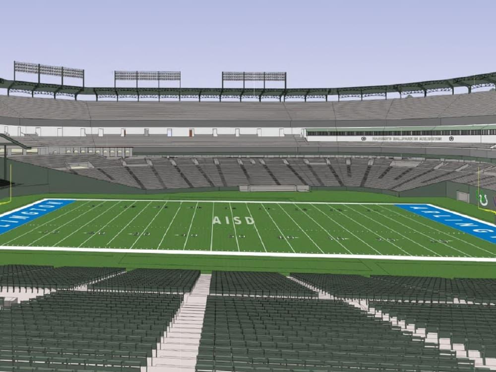 Arlington ISD football field Globe Life Park rendering