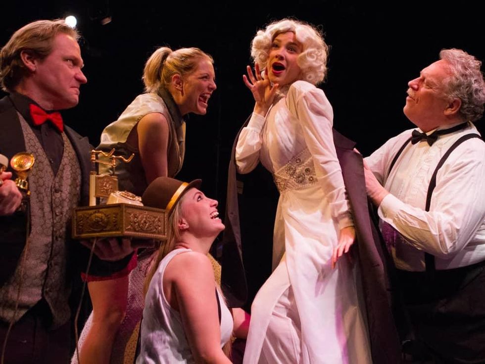 Ashley Wood, Steph Garrett, Ashlee Elizabeth Bashore, Debbie Crawford, and Bradley Campbell in Laugh at Theatre Three