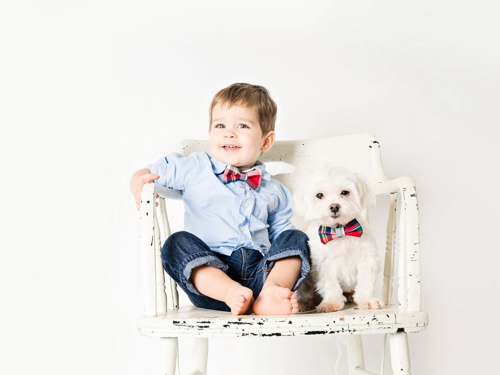Baby Bow Tie kid and dog