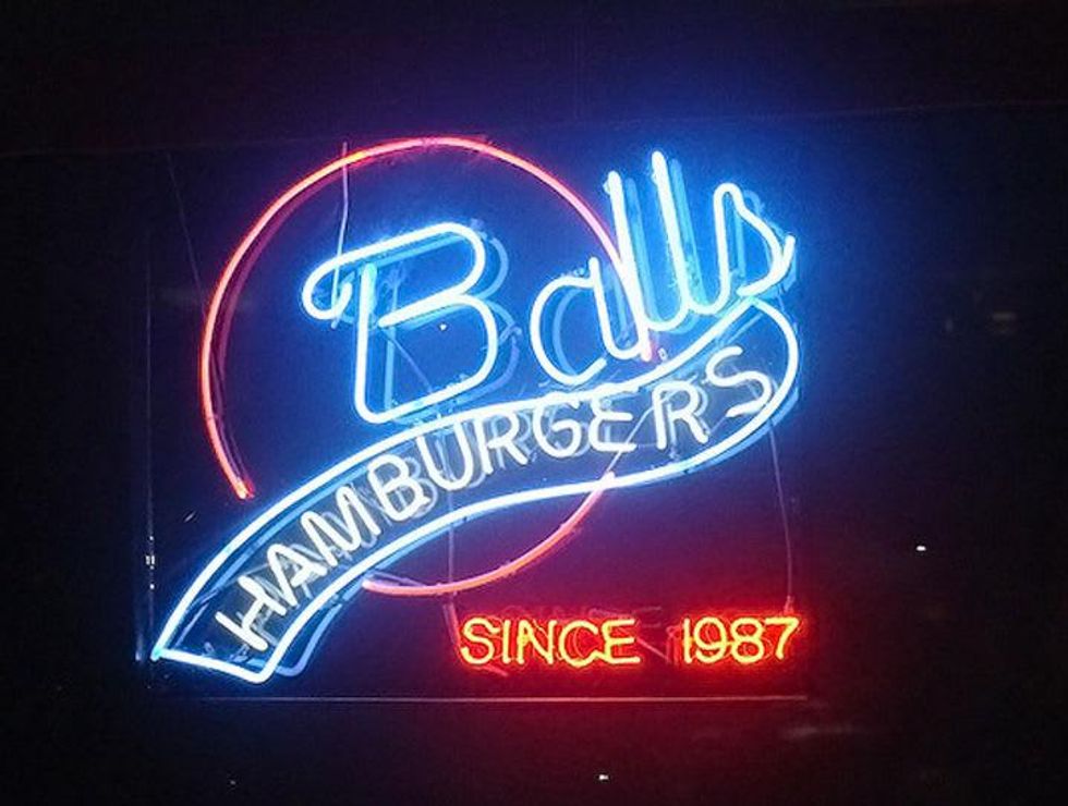 Balls Hamburgers sign in Dallas