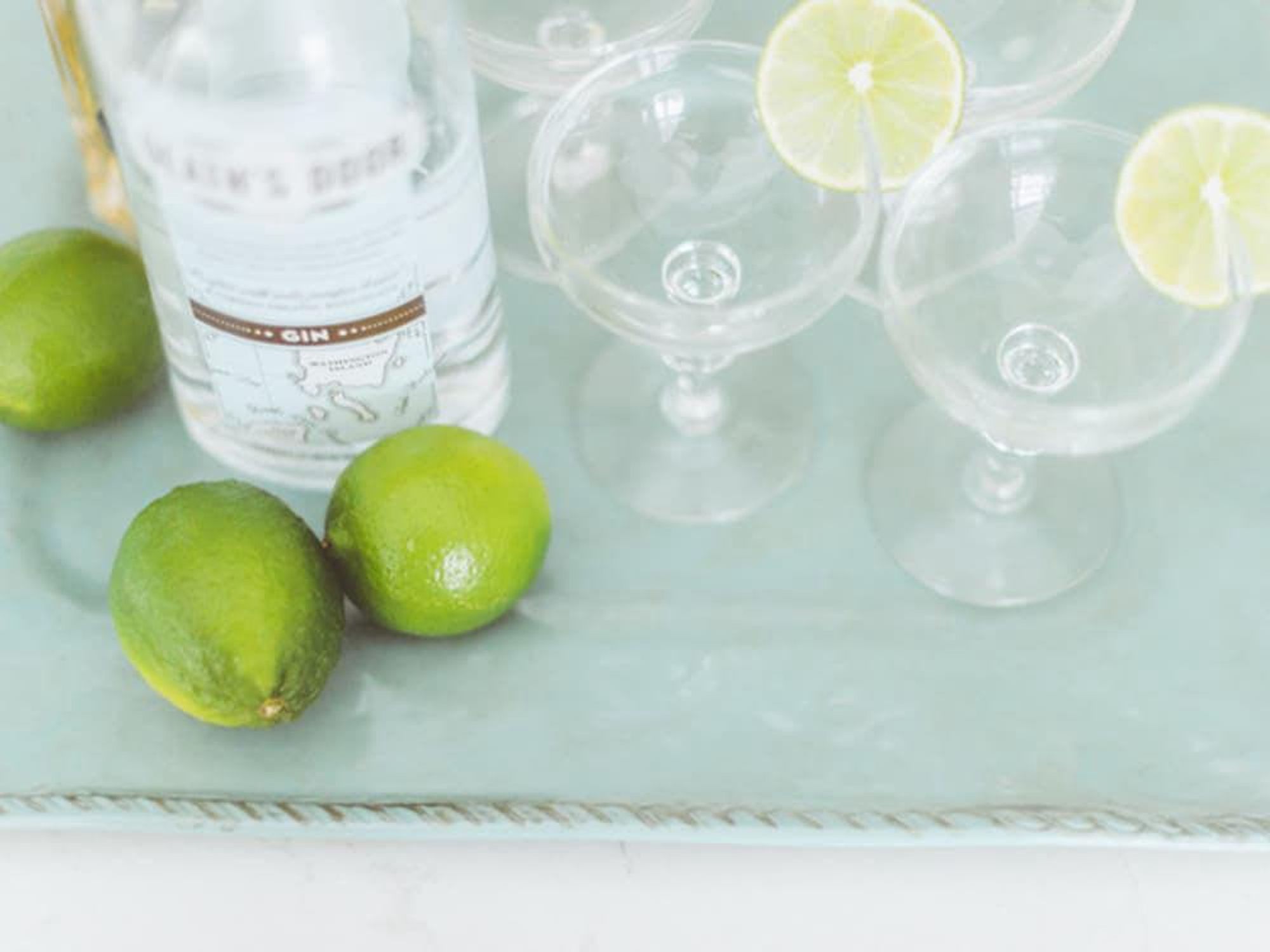 Bar stocked with gin and limes