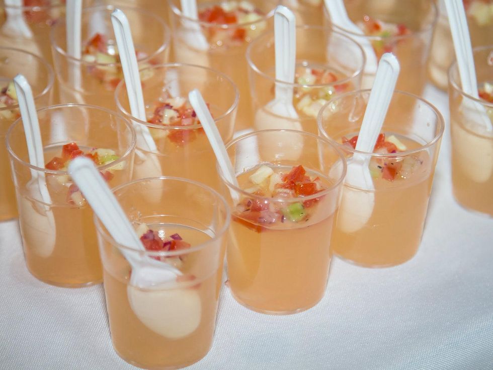 Basil panna cotta heirloom tomato from Proof+Pantry