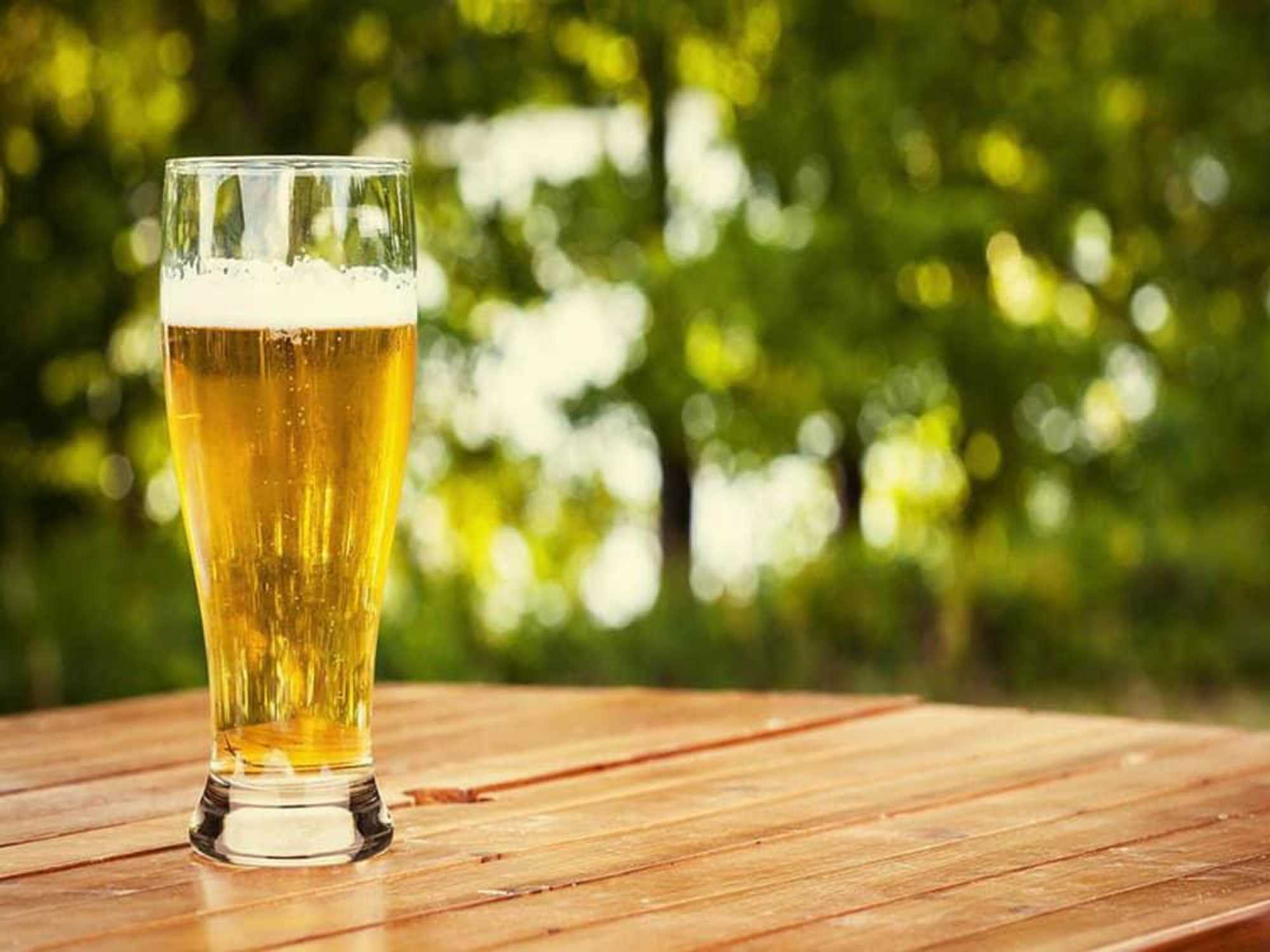 Beer on a patio table at Ginger Man Dallas