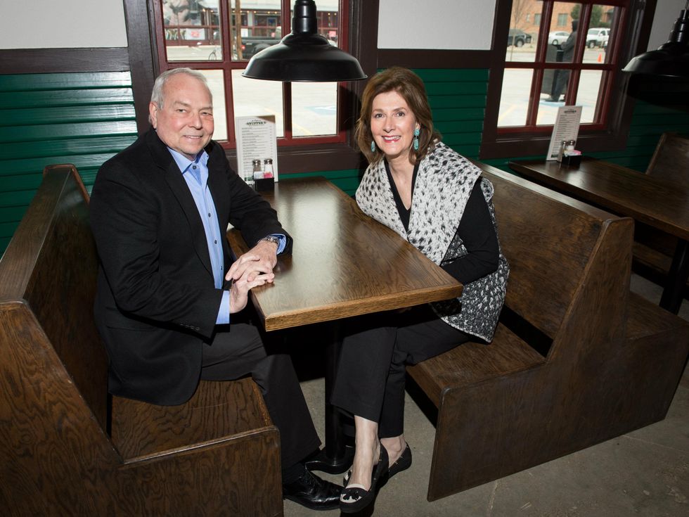 Bill Hammond, Phyllis Hammond, Snuffers grand opening on Greenville
