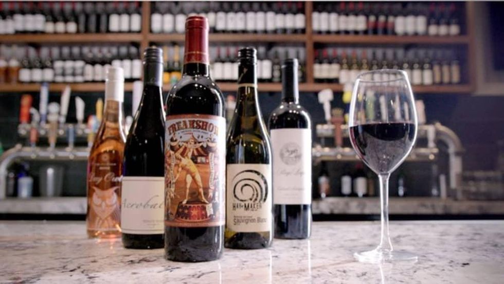 Bottles of wine at Pinstack