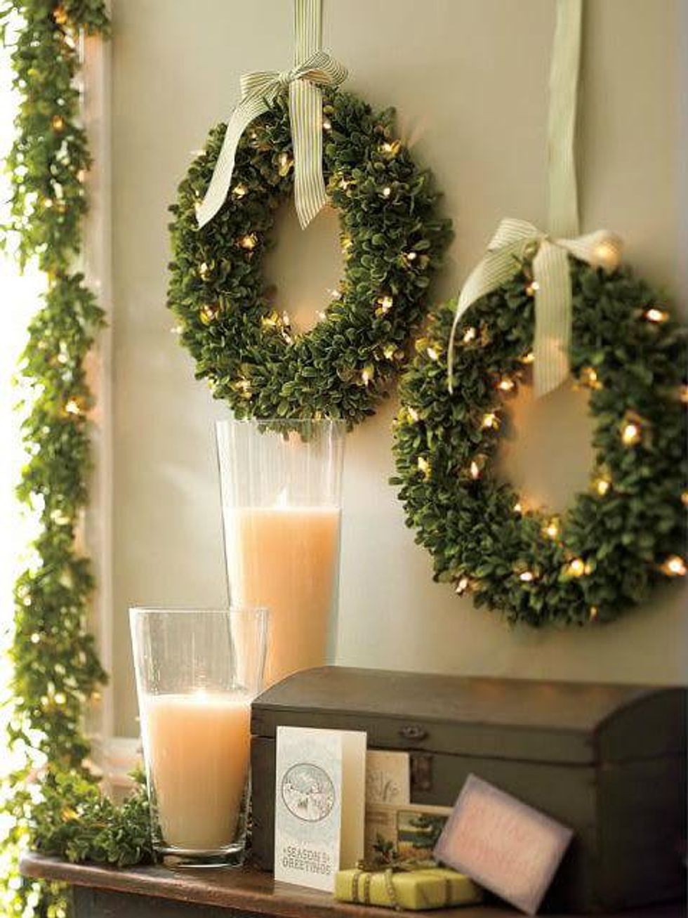 Boxwood wreaths from Pottery Barn