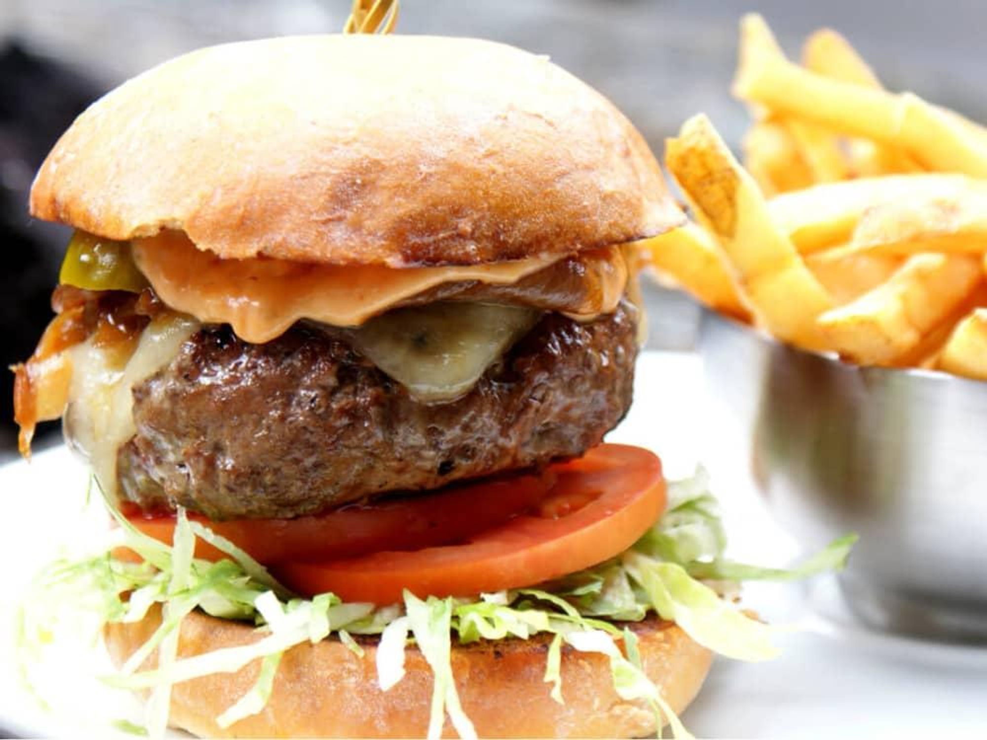 Burger at American Tap Room