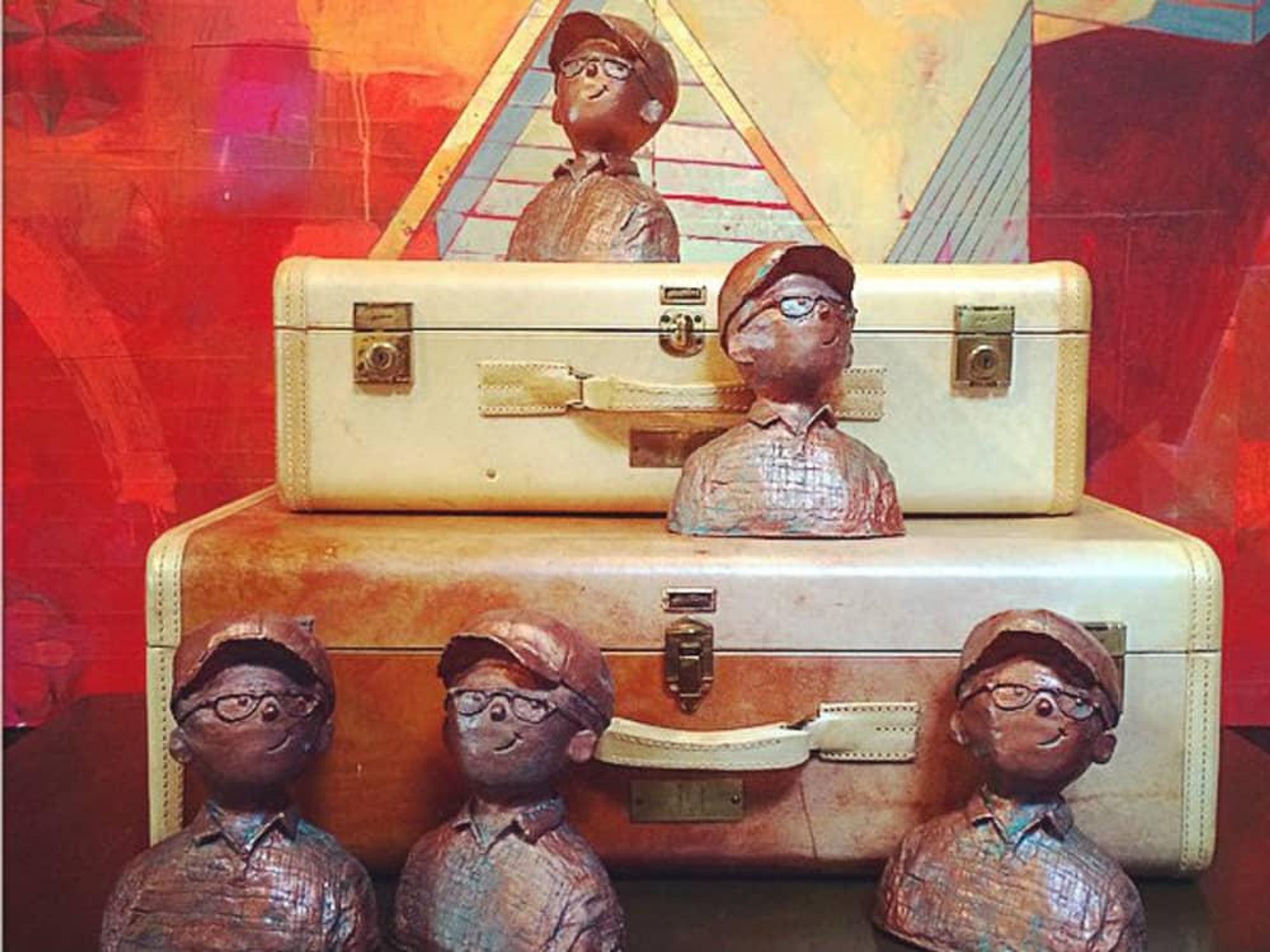 Busts and vintage suitcases at Life of Riley in Deep Ellum