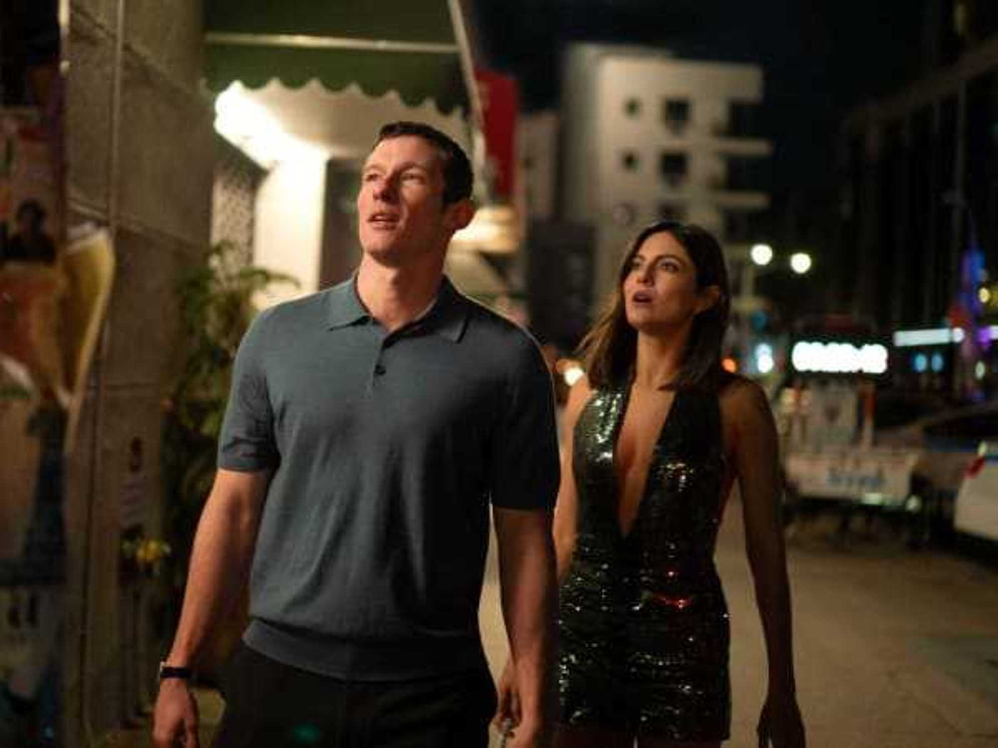 Callum Turner and Monica Barbaro in One Night Only