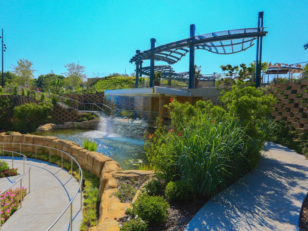 Cascade waterfall at Rory Meyers Children's Adventure Garden