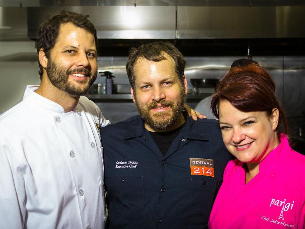 Chad Houser, Graham Dodds and Janice Provost at Cafe Momentum dinner at Central 214