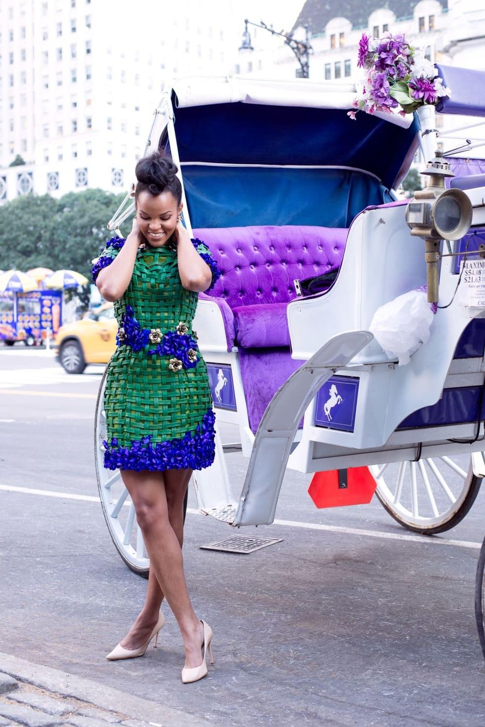 Chasity Sereal floral outfit on streets of New York