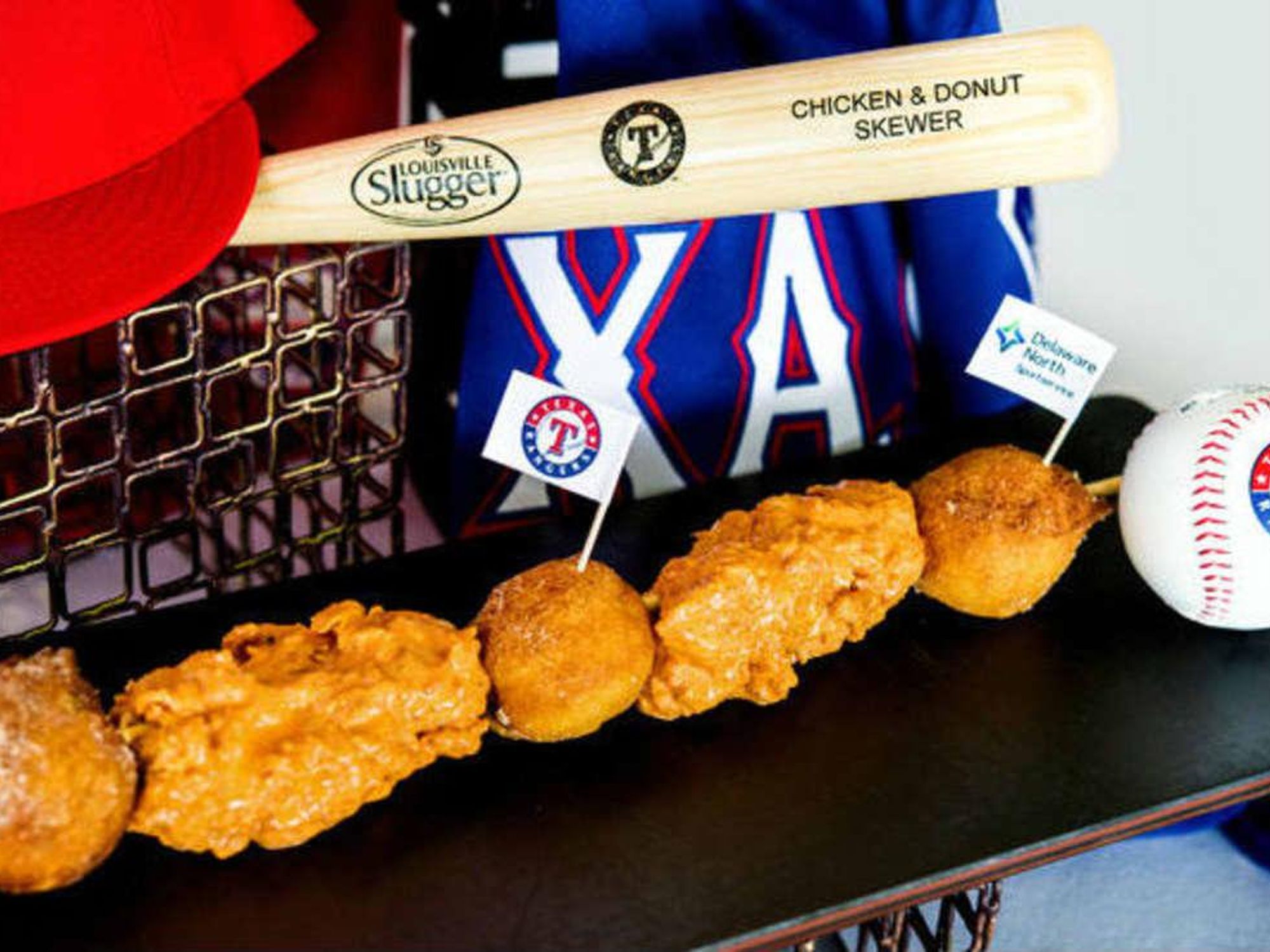 Chicken and doughnut skewer at Globe Life Park in Arlington