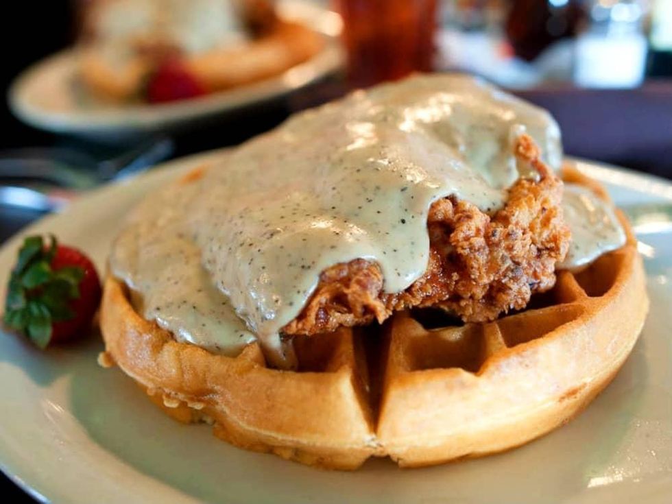 Chicken and waffles at Jonathon's Oak Cliff restaurant
