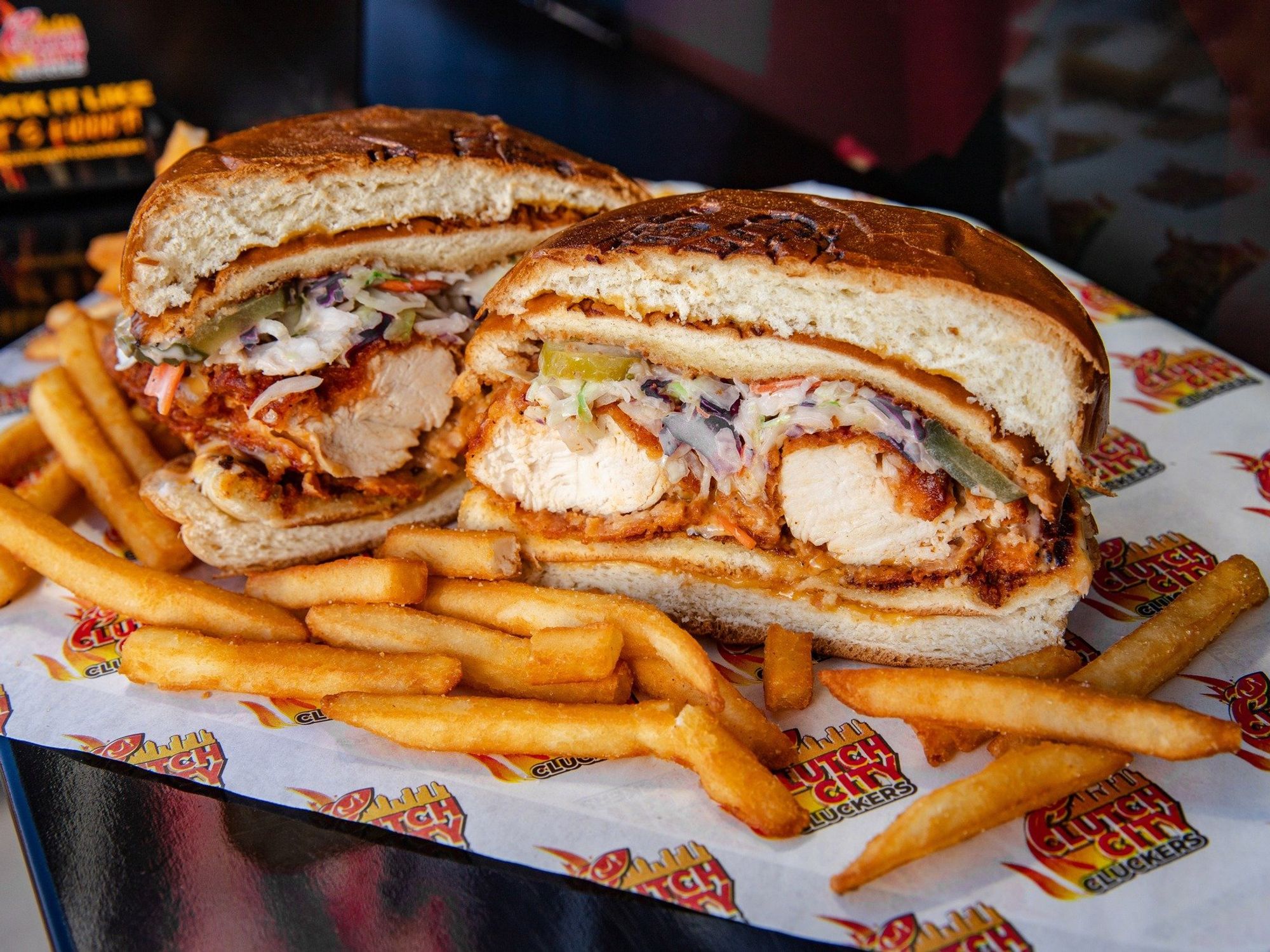 Chicken sandwich with fries