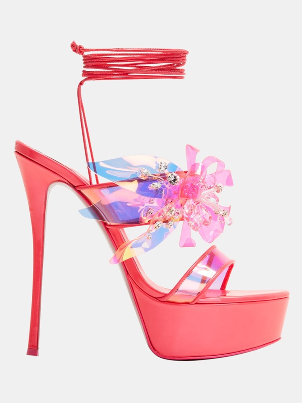Christian Louboutin, Alyah Iridescent Flower Red Sole Sandals, A La Piscine