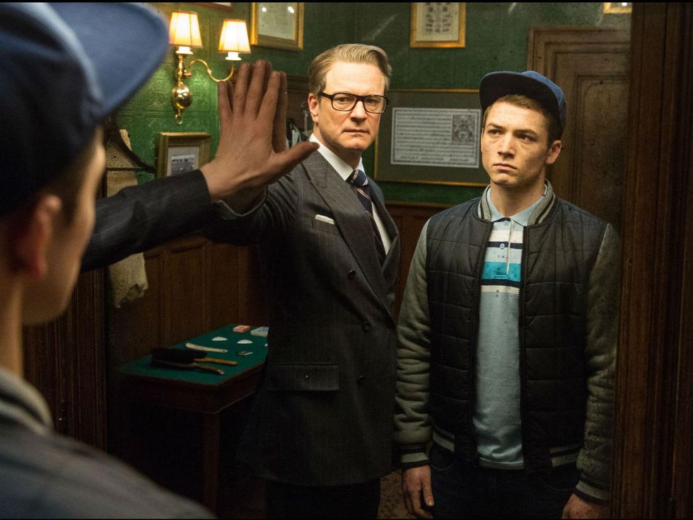 Colin Firth and Taron Egerton in Kingsman: The Secret Service