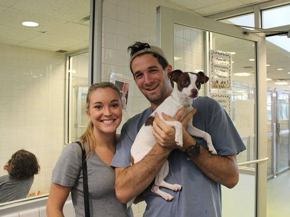 Couple with adopted dog