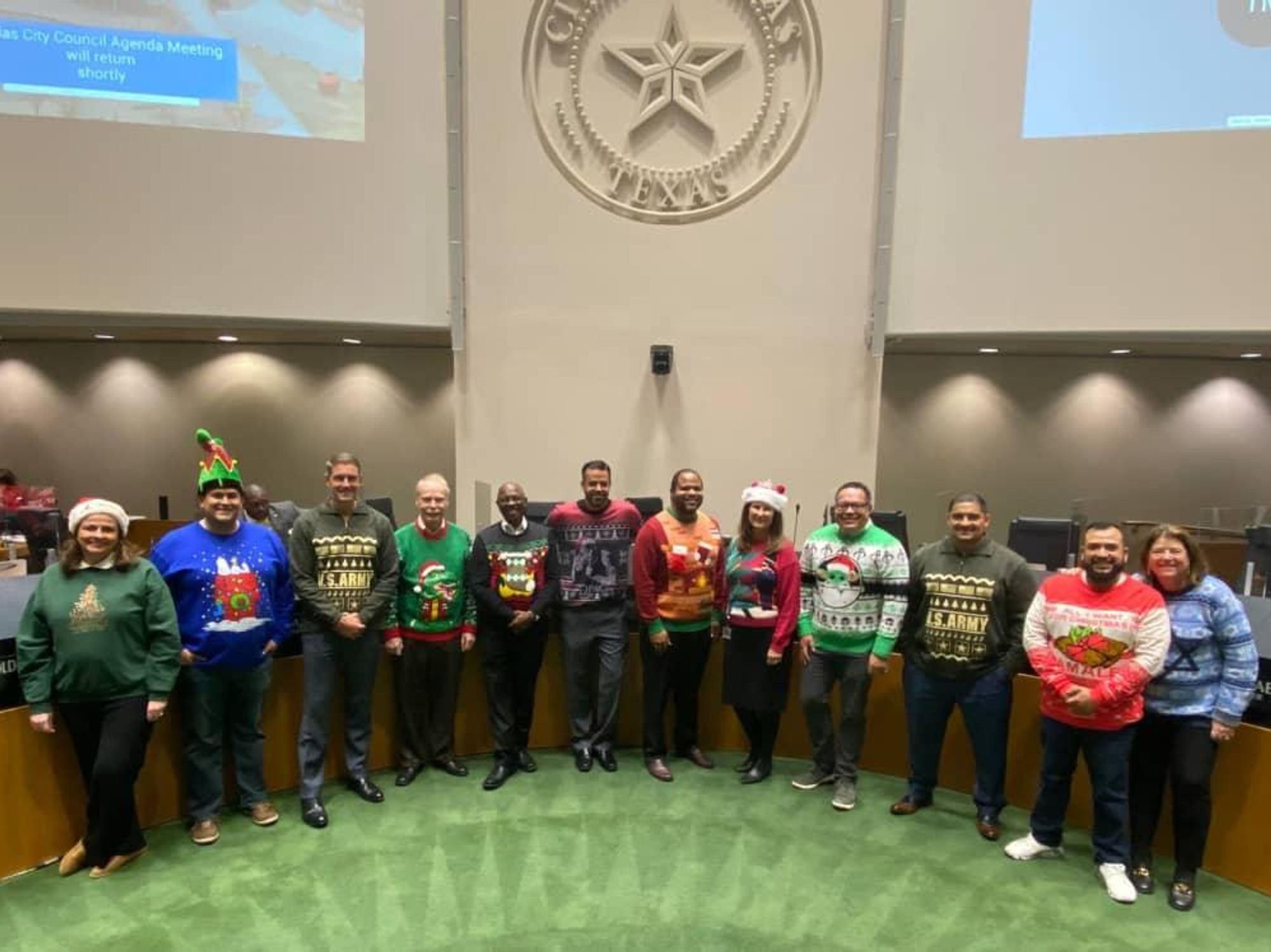 Dallas city council Xmas sweater 2021