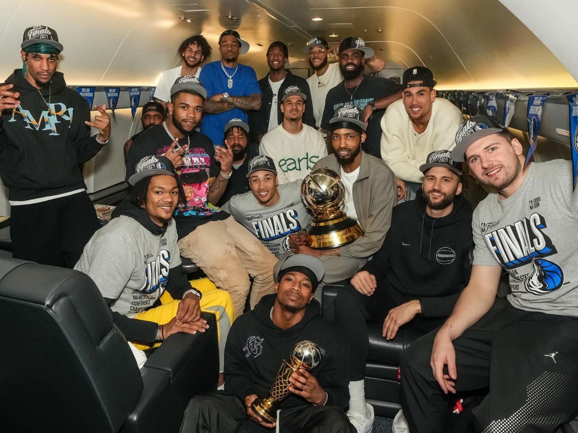 Dallas Mavericks on plane after 2024 Western Conference Finals win