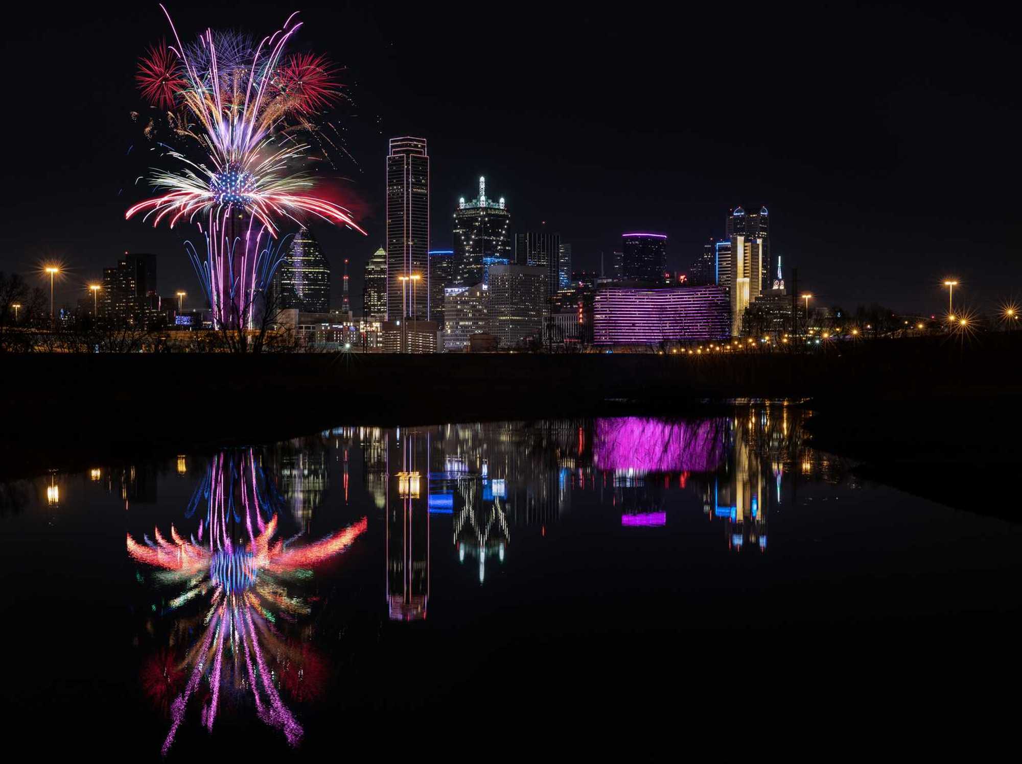 Dallas Skyline New Year Firework