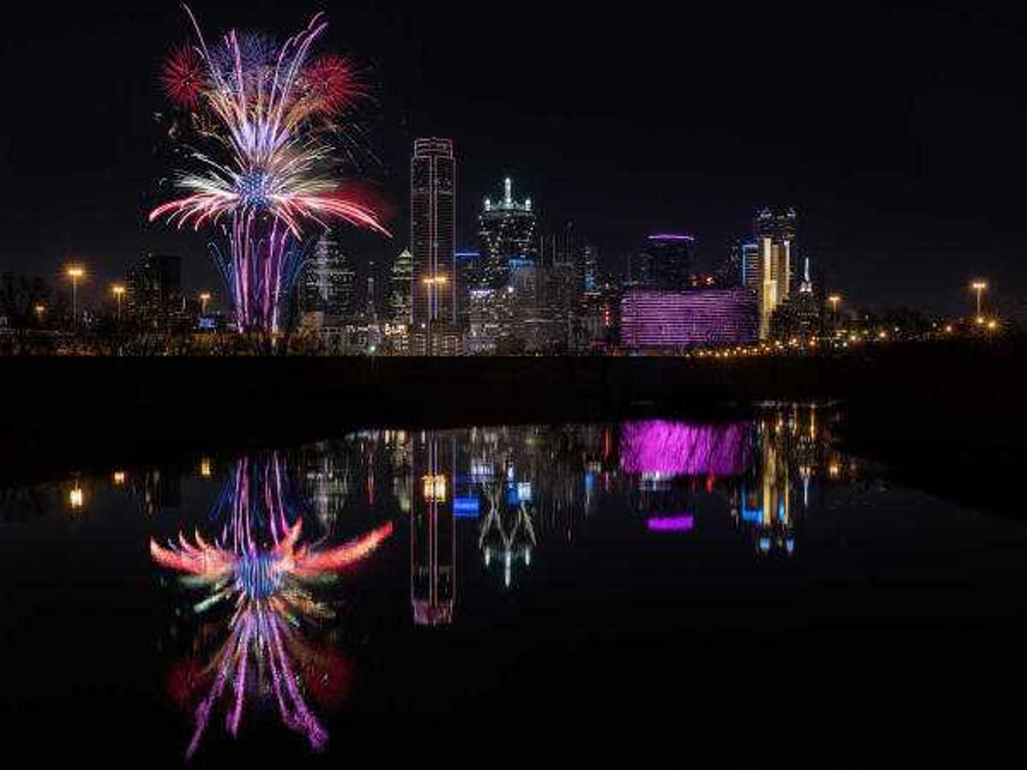 Dallas Skyline New Year Firework