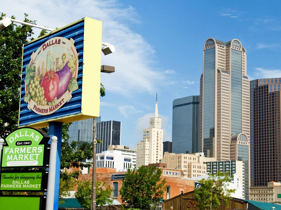 Dallas skyline with Farmers Market