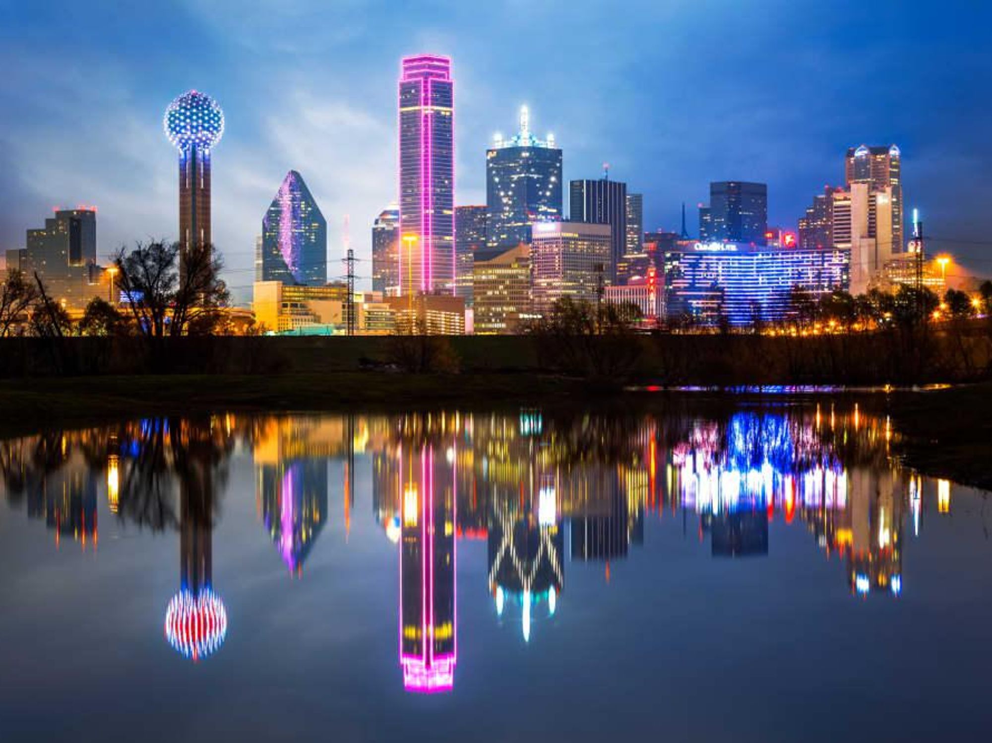 Dallas skyline with reflection