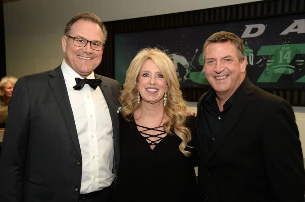 Dallas Stars broadcaster Daryl \u201cRazor\u201d Reaugh with Terina Peabody and Dan Peabody
