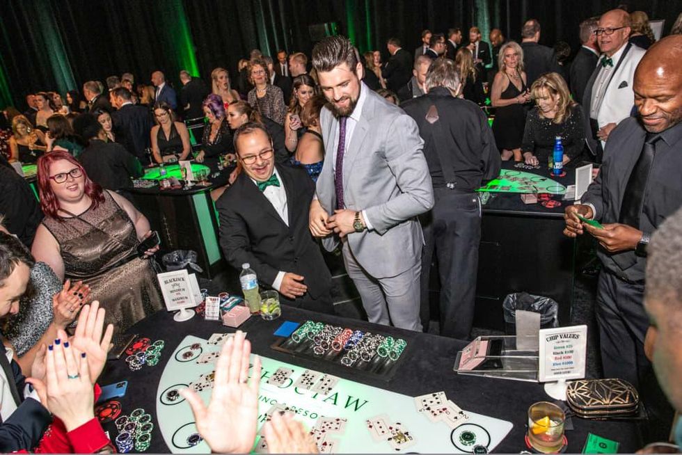 Dallas Stars captain Jamie Benn deals blackjack