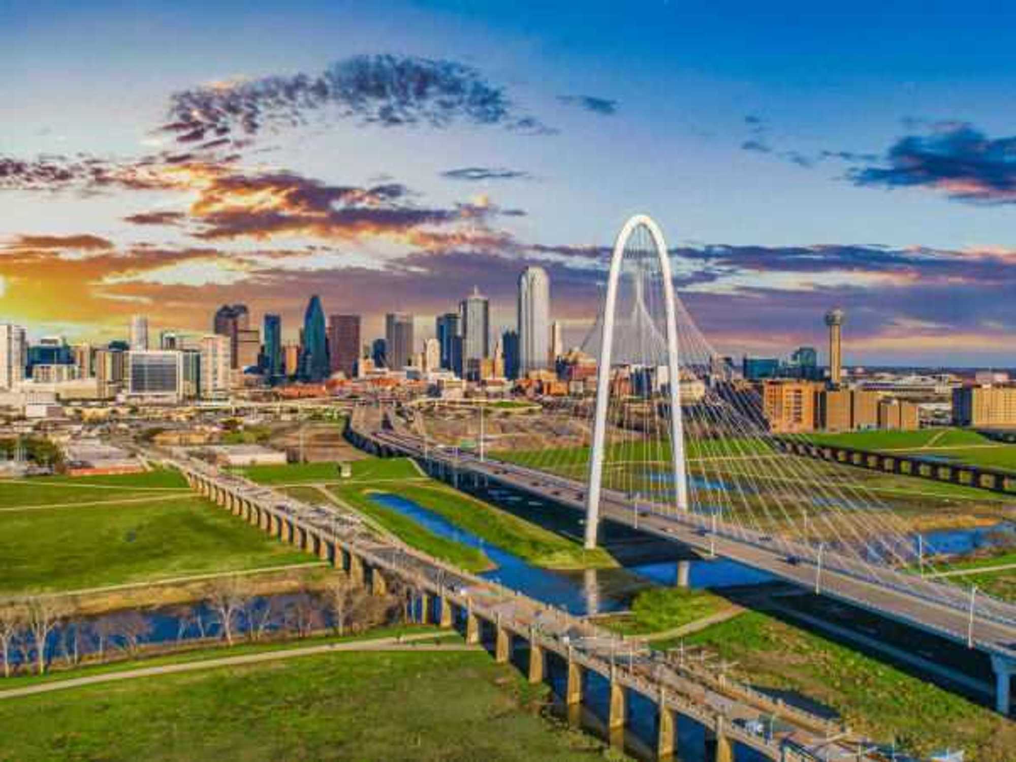 Dallas Texas Downtown Drone Skyline Aerial