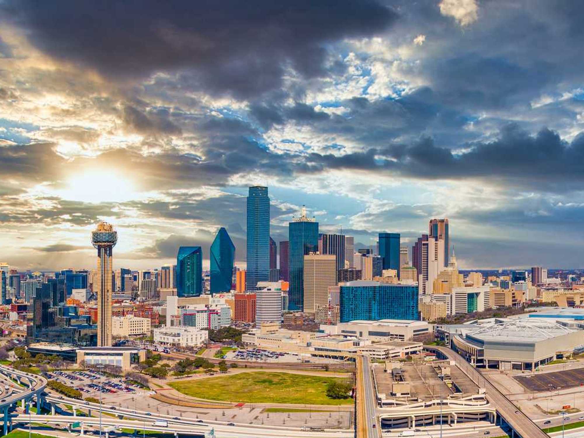 Dallas, Texas, USA Downtown Drone Skyline Aerial