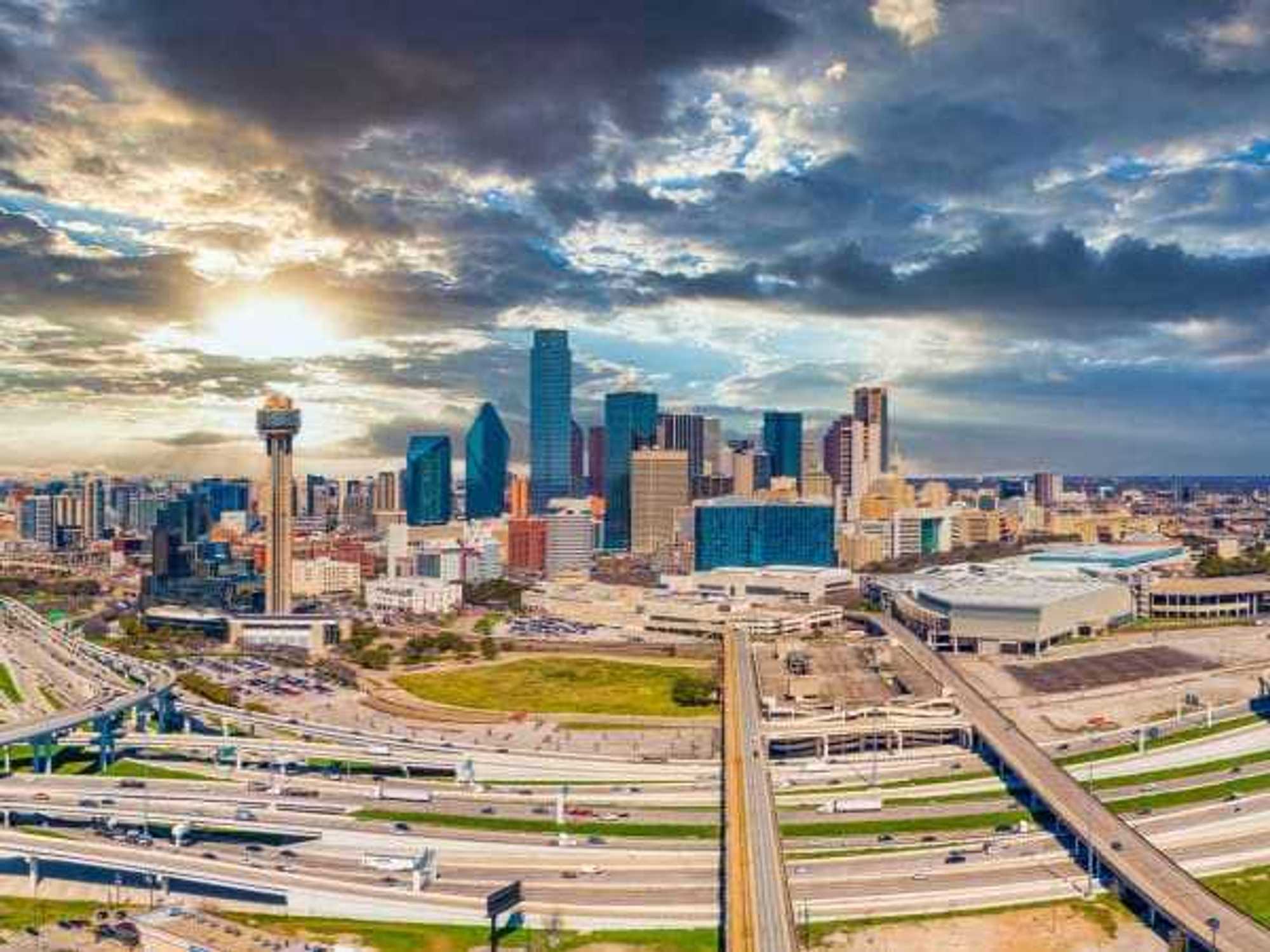 Dallas, Texas, USA Downtown Drone Skyline Aerial