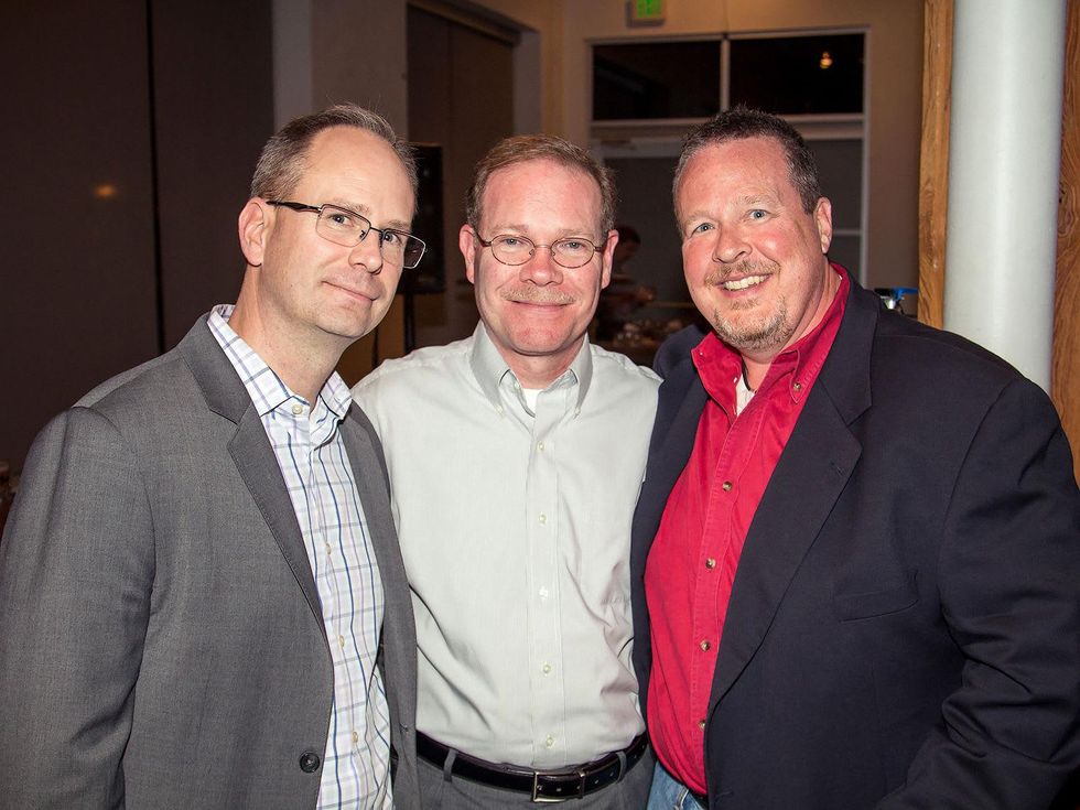 David Page, Chris Morris, Brian Certain at School of Bourbon