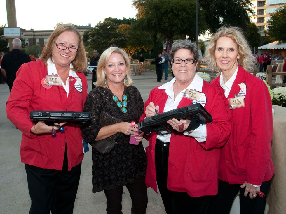 Dee Carter with hospital volunteers Kathy Steuck, Chris Barto, Gwen Comer