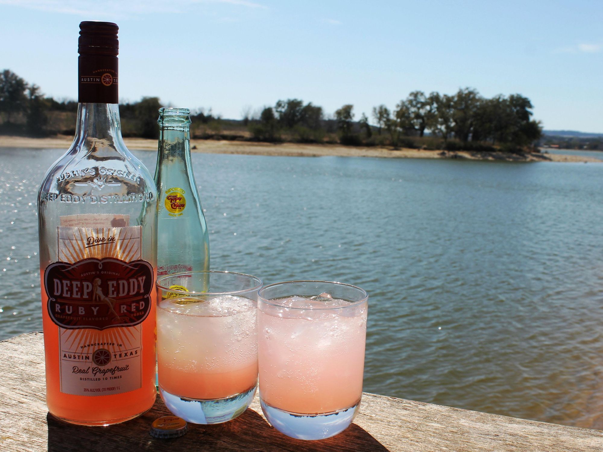 Deep Eddy Vodka Ruby Red lake Topo Chico