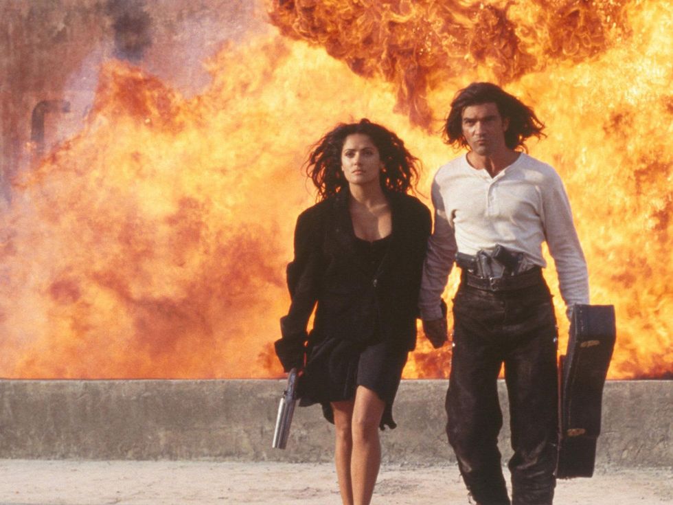 Desperado movie scene with Salma Hayek and Antonio Banderas