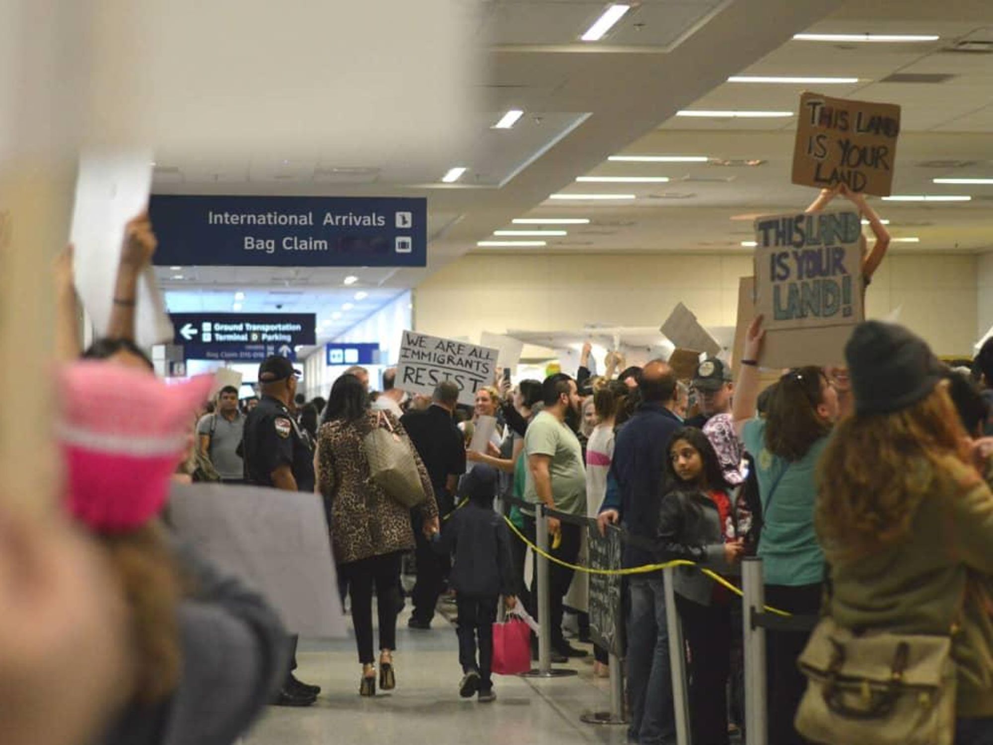 DFW Airport, refugee protest